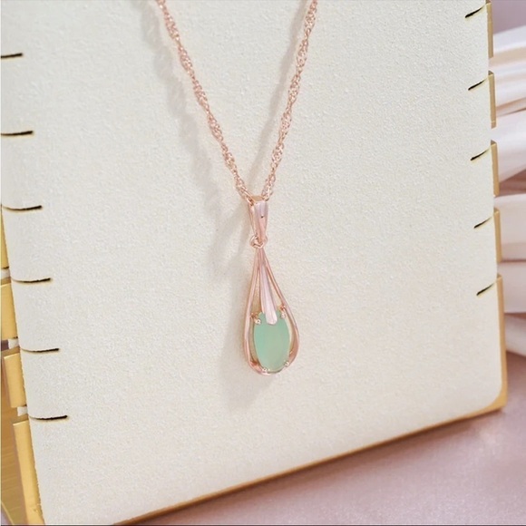 ⭐️ New Unique retro chalcedony zircon drop necklace - Picture 3 of 13